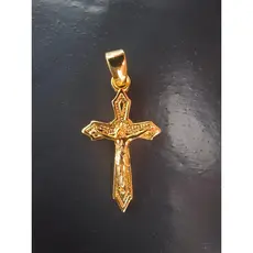 Lindo Pingente Crucifixo Cruz Crucificado 2 Banhos Ouro 18k Jesus Bíblia
