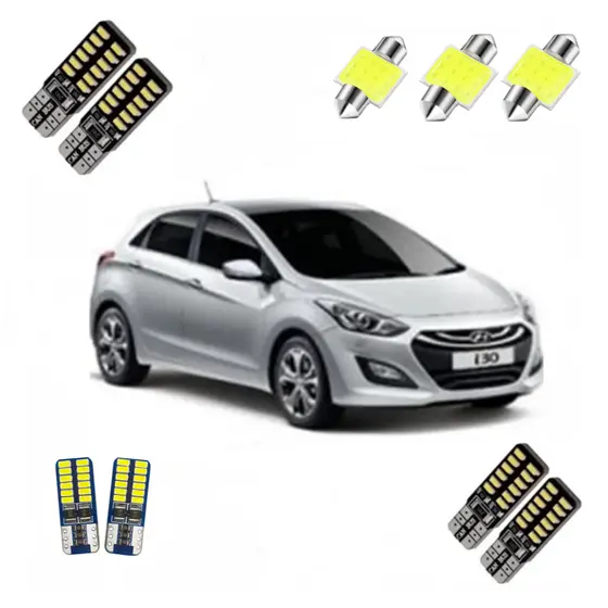 Kit Lâmpadas Led Hyundai i30 2013 A 2015 Pingo Teto Xenon Ré Alto Brilho Super Branca 6000k