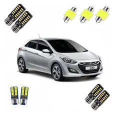Kit Lâmpadas Led Hyundai i30 2013 A 2015 Pingo Teto Xenon Ré Alto Brilho Super Branca 6000k
