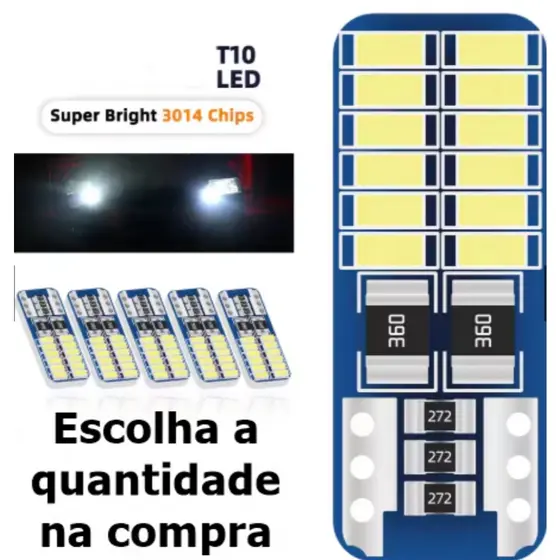 Lâmpada Led Cambus Farolete Placa Cabine T10 24 leds - Super Branco 6000K