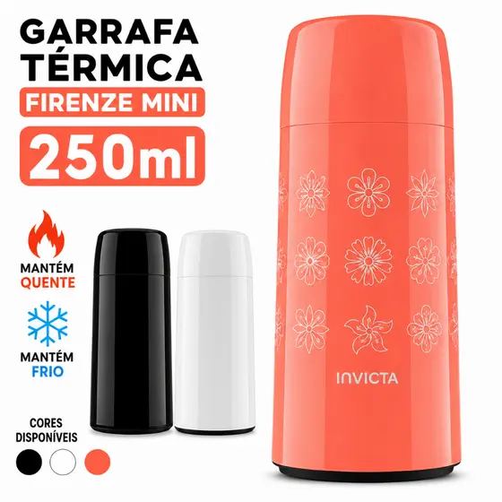 Mini Garrafa Térmica Firenze Mini 250ml Diversas Cores Café Cha bebidas Quentes mantem - Invicta