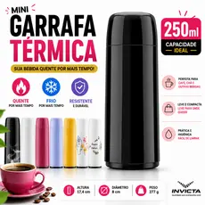 Mini Garrafa Térmica Café Chá Bebidas Quentes Firenze Rosqueavel 250ml Diversas Cores - Invicta