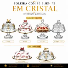 Boleira Pequena de Cristal Luxo Com Pé e Tampa Ideal Para Uso Como Queijeira e Bolos Pequenos