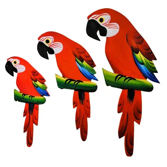 Trio De Arara G Decoração Quadro Mdf Parede Kit Para Varanda Jardim
