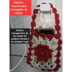 Bolsinha Suporte para Carregador de Celular em crochê