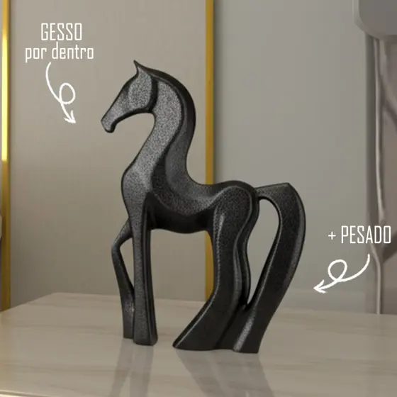 Escultura Cavalo Decorativa Moderna Sofisticada Elegante Estátua Casa Sala Escritório Presente 20cm