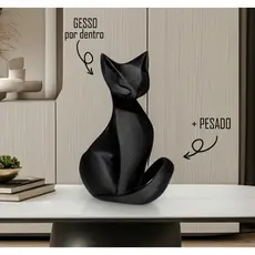 Escultura Gato Decorativa Moderna Sofisticada Elegante Grande Enfeite Sala Casa Presente 20cm