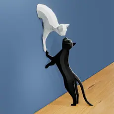 Estátua Gatos Geométricos Enfeite Para Sua Casa Parede Sala Decorativo