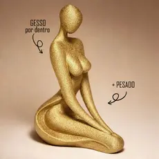 Escultura Mulher Dourada Ouro Enfeite Premium Para Casa e Sala Moderno e Elegante 20cm