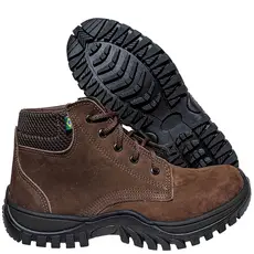 Bota de Segurança Profissional Couro Legítimo CA Cano Médio, Durabilidade Resistente Obra Construção