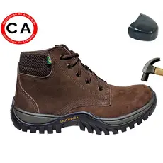 Bota Segurança Botina Trabalho Epi Em Couro Legitimo Com Biqueira Pvc