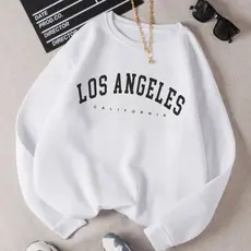 Moletom Feminino Gola Careca Flanelado Los Angeles blusa de frio casaco moleton