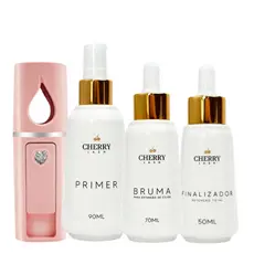 Kit retenção cherry (primer + bruma + finalizador+ nanomister) para extensão de cílios