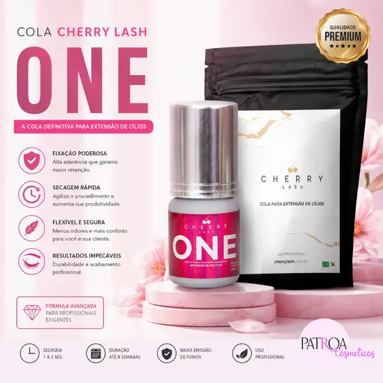 Cola Cherry One Red 3ml Extensão de Cílios Profissional Secagem Rápida 0,5s a 1s | Patroa Cosméticos