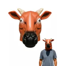 Máscara Cabeça De Gado Festa Fantasia De Animal Boi Marrom Carnaval Halloween