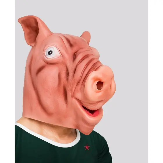 Máscara Cabeça de porco pig realista látex rave cosplay animal halloween Fantasia