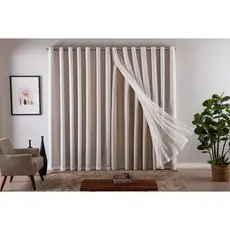 Cortina Voil Gase De Linho 6,00m x 2,40/ 2,50/ 2,60/ 2,70 /2,80 C/forro Blackout Corta Luz
