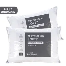 Kit 02 Travesseiros Softy Firme 70cm x 50cm Alto Macio e Confortável - Casa Paulinha