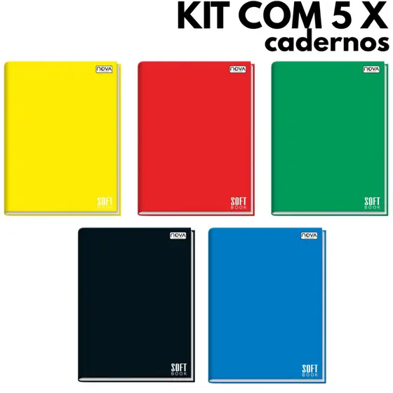 CADERNO BROCHURAO GRANDE 96 FOLHAS CONJUNTO 5 CAPA DURA