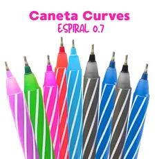 KIT 9 CANETA TIPO SPIRO PONTA FINA 0,7MM ESFEROGRÁFICA COLORIDA PONTA AGULHA LYKE CURVES