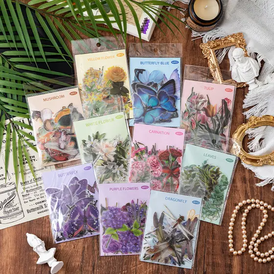 Pacote De Adesivos De Amostra De Plantas E Flores Vintage De 40 Unidades Para Diários De Scrapbook Decoração Artesanato