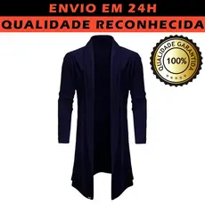 Blusa De Frio Cardigan Masculino Cinza Sobretudo Swag