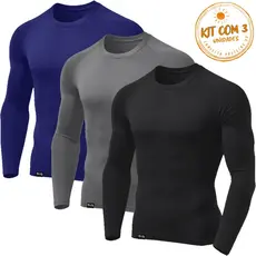 Kit 3 Camisetas Masculinas Segunda Pele Proteção UV Térmica
