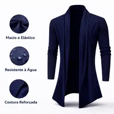 Blazer Cardigan Longo Masculino Casaco Casual