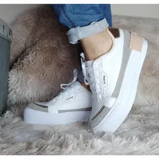 Tênis Feminino Casual Via Apple  Plataforma/Tênis Botinha/Cano Alto Branco