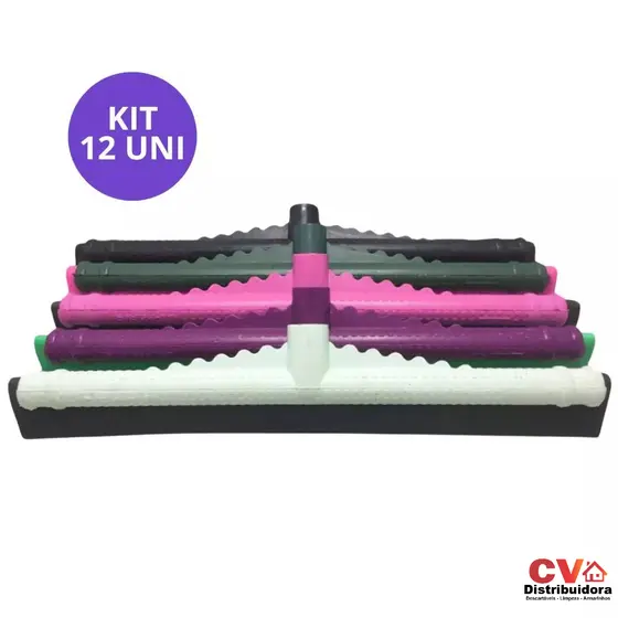 Kit 12 Rodos de Plástico 40 Cm Borracha Dupla EVA Colorido Resistente Sem Cabo