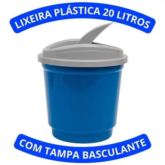 Lixeira Tampa Basculante Banheiro Cozinha Plastico 20lts Resistente