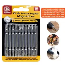 Kit 10 Bit Ponteira Fenda Ponta Dupla Para Parafusadeira Jogo Magnético