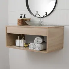 Armário Gabinete De Banheiro 60Cm Com Cuba Transparente