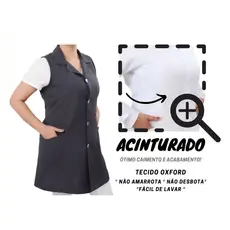 JALECO FS Acinturado Feminino Sem Manga regata oxford Preto Rosa Branco professora manicure Hospital