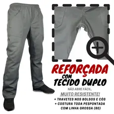 CALÇA REFORÇADA! Brim pesado! Sarja Preta ou cinza fardamento Construção Civil Mecânica
