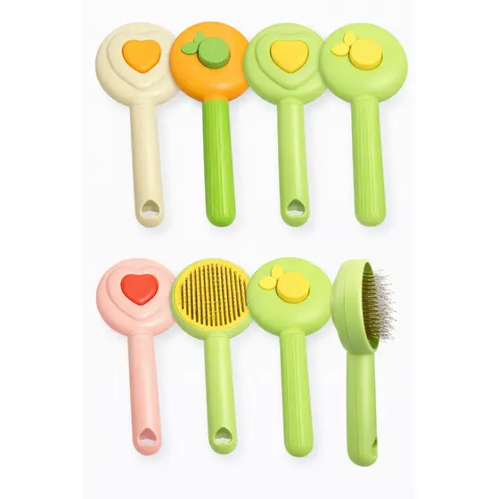 Escova Pet Autolimpante para Cães e Gatos com Botão de Limpeza e Cerdas de Aço Inoxidável