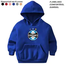 Moletom Infantil Flanelado Canguru Blusa Quentinha Casaco Gremio Estampado Times