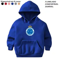 Moletom Infantil Flanelado Canguru Blusa Quentinha Casaco Cruzeiro Estampado Times
