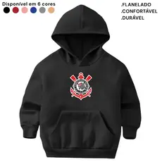 Moletom Infantil Flanelado Canguru Blusa Quentinha Casaco Corinthians Estampado Desenho Frase Time