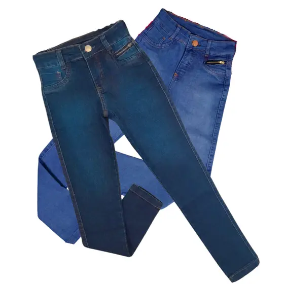 Combo 2 Calça Jeans Feminina Infantil Juvenil Moda Top