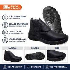 Bota Botina Segurança Couro Legítimo Para Obra em Geral Pedreiro Manutenção Bico PVC EPI CA Preta
