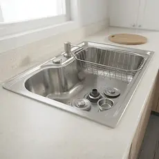 Cuba Gourmet Cozinha Aço Inox 60x42cm Pia Com Ralo Dispenser Escorredor Acessorios