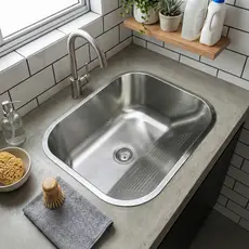 Tanque Para Lavanderia de Aço Inox 40x34cm Escovado Com Ralo