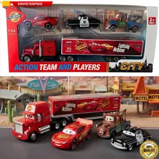 Kit Caminhão Mack Transportador Filme Carros + 3 ou 6 Carrinhos Miniatura