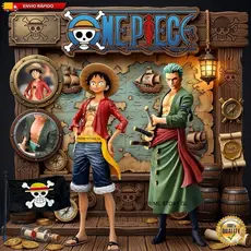 Boneco Action Figure Geek One Piece Luffy e Zoro – 18 cm Anime Colecionável