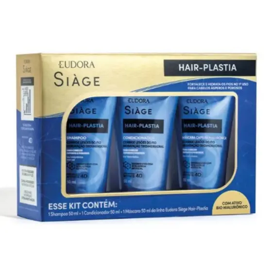 Kit Eudora Siáge Hair Plastia Mini Shampo 50ml + Condicionador 50ml + Máscara 50ml