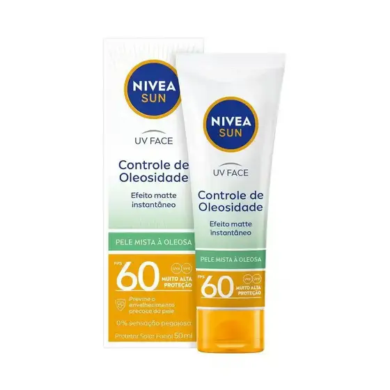 Protetor Solar Nivea Sun Controle de Oleosidade Cor Média Pele Mista e Oleosa Fps 60 - 50 mL