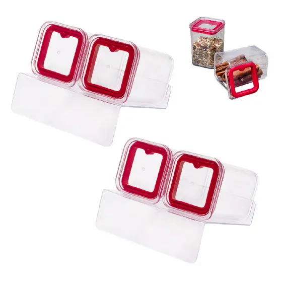 4 Porta Condimentos Tempero Potes com tampa Hermético Suporte Decoração Armário Mesa Bancada Gavetas Prateleira Cozinha