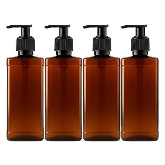 4 Frascos Plásticos Com Válvula Pump Porta Cosmético 400ml Sabonete Shampoo Álcool Gel Loção Refil Hotel Academia Lavabo