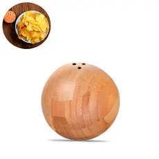Saleiro bambu pimenteiro redondo esférico 7cm porta sal pimenta condimentos temperos especiarias moídas mesa cozinha restaurante suporte madeira bamboo
